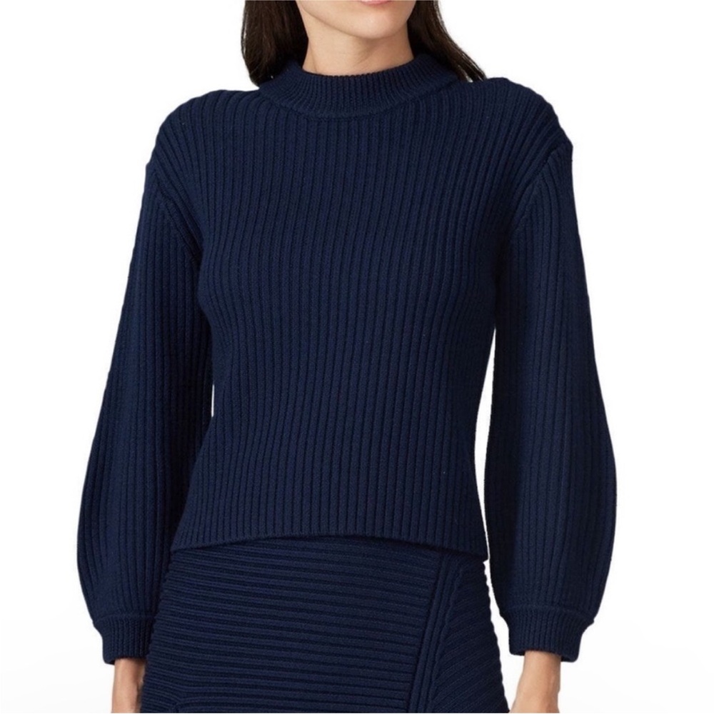 Tibi Navy Ribbed Sweater